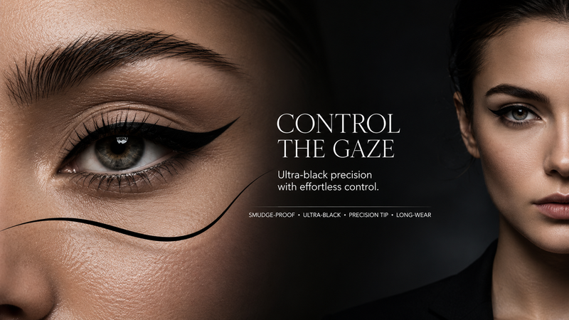 “Editorial eye makeup portrait showcasing IMPERA precision eyeliner effect”