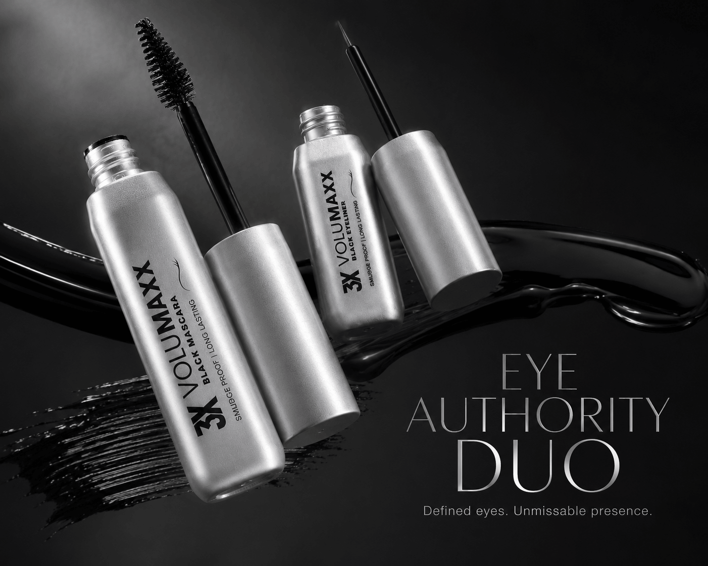kajal and mascara comboLuxury IMPERA mascara and eyeliner campaign with feminine power aesthetic