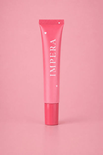 LIQUID BLUSH tube of IMPERA on a pink background