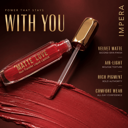 “IMPERA Matte Love matte liquid lipstick with premium satin editorial styling”