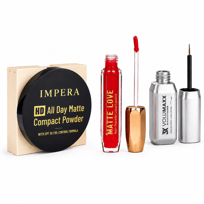 Compact Lipstick and Eyeliner Set - The Finishing Edit featuring matte powder and liquid lipstick.